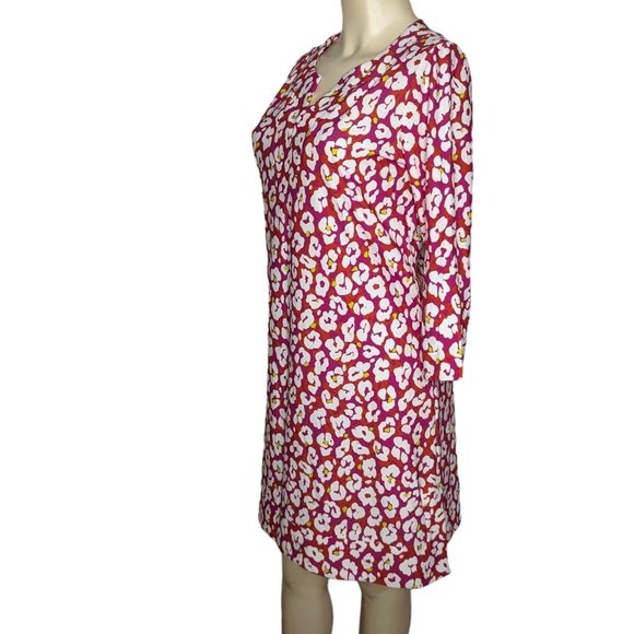 June Connally V neck pink white floral abstract above knee summer dress Size M - Picture 4 of 12
